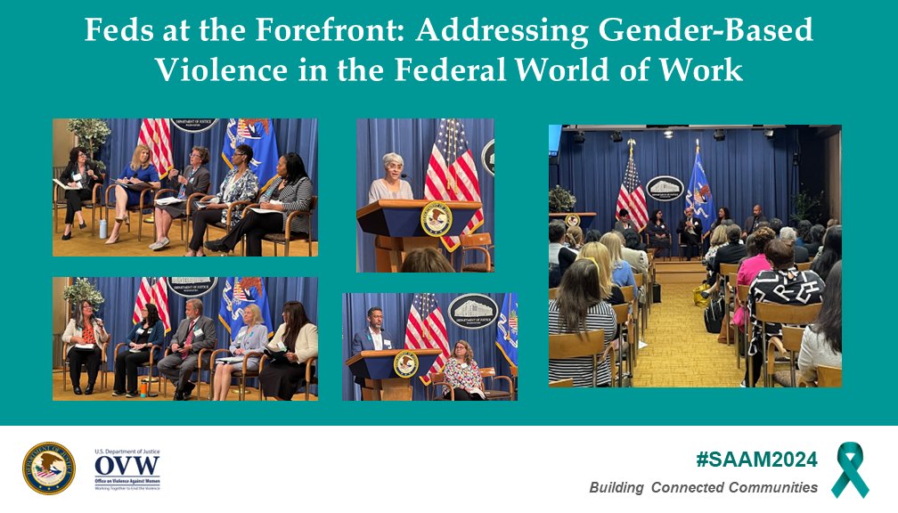 Last week, our cross-agency #SAAM24 event “Feds at the Forefront,” brought together federal employees to learn how communities of practice within and amongst agencies can end gender-based violence in the federal workforce and support survivors. #BuildingConnectedCommunities