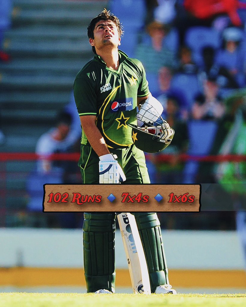 #OnThisDay On 25th April, 2011 Ahmad Shahzad was awarded with Player of the match for his magnificent hundred against WI at Beausejour Stadium 🏟️ STATS: ▪️1️⃣0️⃣2️⃣ Runs ▪️7️⃣ Fours ▪️1️⃣ Six #AhmadShahzad #PakistanCricket @TheRealPCB @MohsinnaqviC42 @WahabViki @iamAhmadshahzad