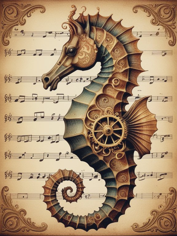 Vintage seahorse. 😏

Enjoy your night! 🐾💕🫶 

See you tomorrow. 💚🌿🌳🪴

#AIArtGallery #AIArtistCommunity #aiartcommunity #AIArtSociety #WednesdayFun