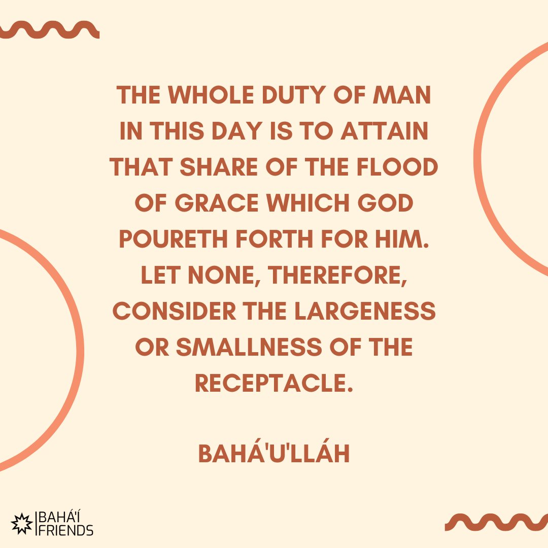 ❤️❤️ 'The whole duty of man in this Day is to attain that share of the flood of grace which God poureth forth for him...'

Bahá’u’lláh, Gleanings from the Writings of Bahá’u’lláh: V

#bahai #faith #bahaifaith #bahaifriends