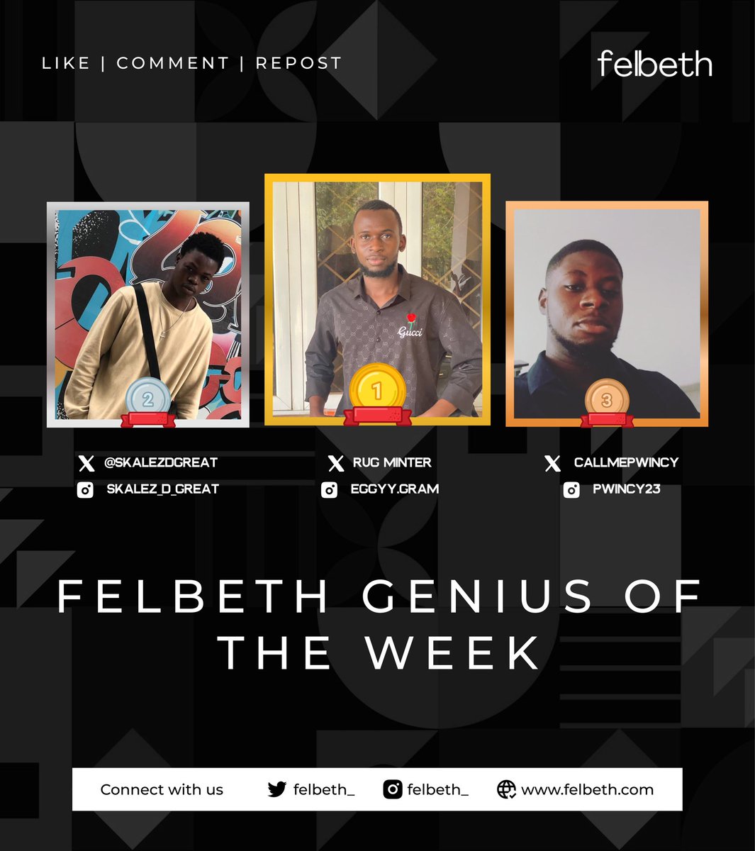 It’s been weeks of playing fun Quiz games in our community 👇 Congratulations to our winners 🥳 @rugminter @skalezDgreat @callmepwincy JOIN IN this week to take part and WIN 🏆 t.me/Felbeth7
