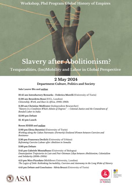 Scholars, graduate students, and undergraduate students interested in the themes of slavery, abolition, and mobility: don't miss this online event hosted by the University of Turin on May 2!