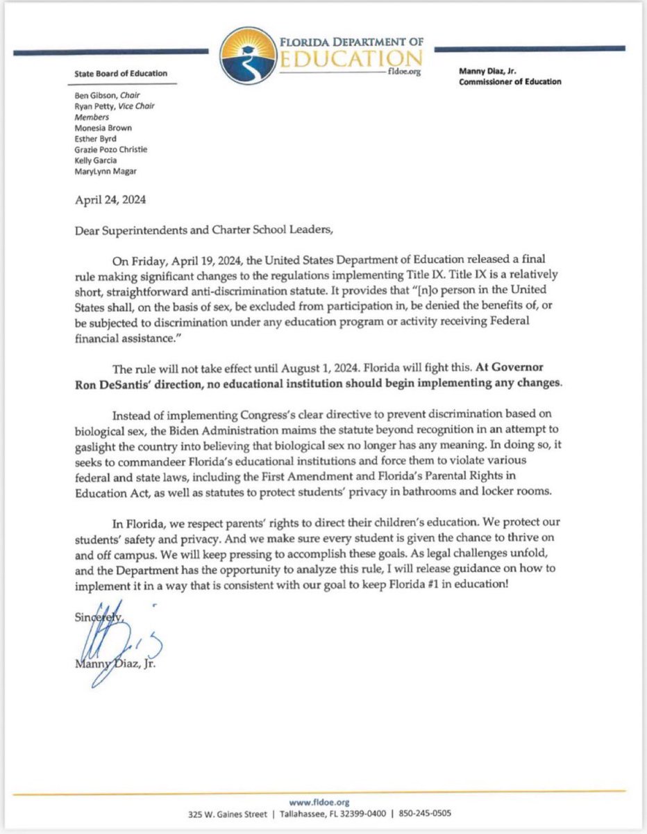 Welp there we go — Florida now trying to evade federal law’s recent changes to Title IX protections which were recently extended to gender identity and sexuality. The state GOP will stop at nothing to attack LGBTQ+ students.