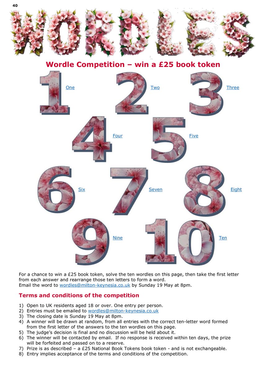 It's the first #WinItWednesday for the two new competitions in the latest magazine.  Lots of lovely prizes, including a £50 Amazon voucher. You can choose which prize/s you would like to win.
tinyurl.com/4npf5eft
The Spring competition is on pages 34/35
Wordles are on page 40