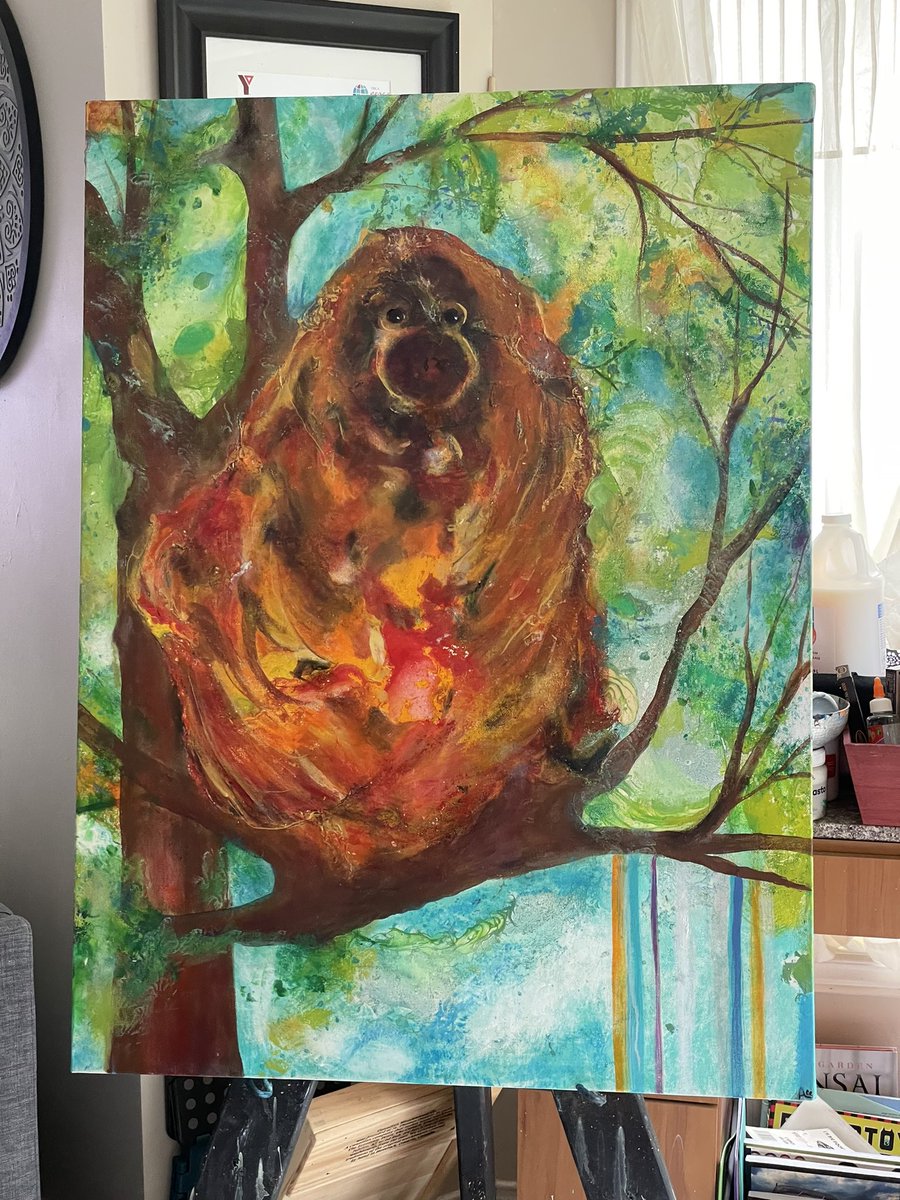 Today the Super Ability Crew and I finally got to celebrate earth day 🌎 during geography. I had a chance to share my painting of the endangered Orangutang 🦧 - they are large arboreal mammals and critically endangered, due to habitat loss. So beautiful! #ArtistOnTwitter