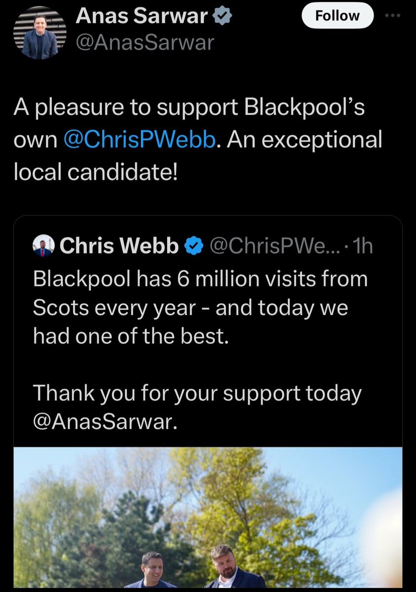 Anas the carpetbagger on a trip to Blackpool, England.

Once again laughing in the face of Scots who think Scottish Labour is a party in their own right, they aren’t, they are a UK Labour branch party.

PS, no doubt claimed on expenses and paid for by the taxpayer.