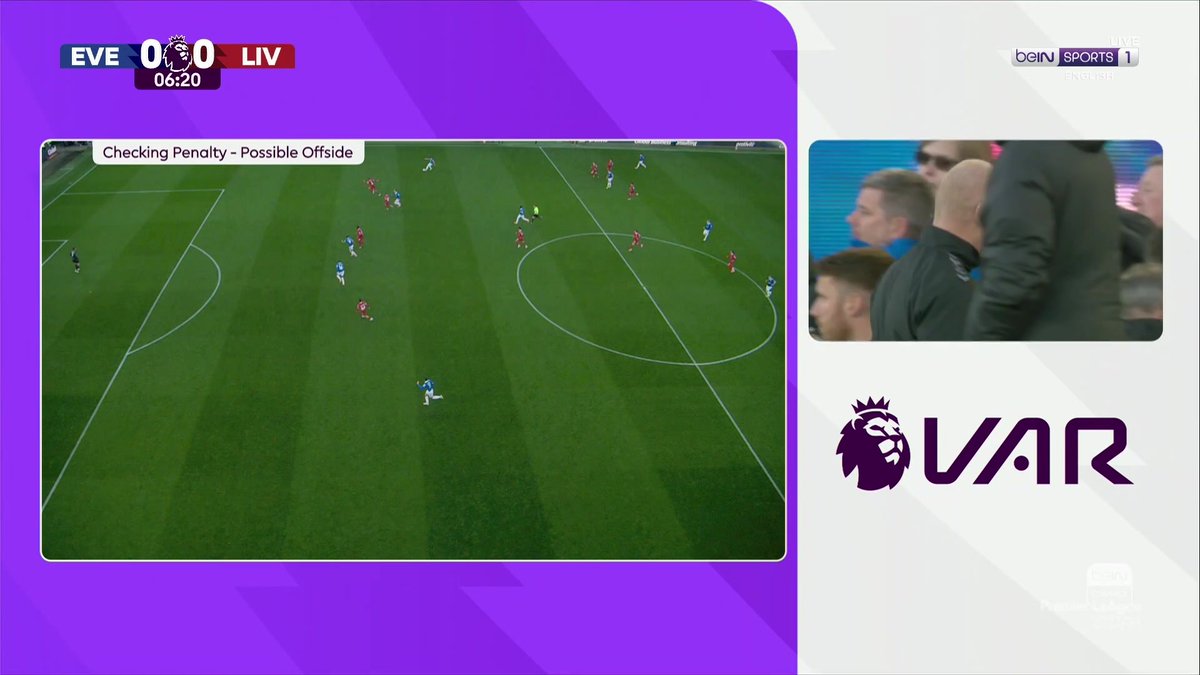 Offside! Everton thought they won an early penalty, but Dominic Calvert-Lewin was off in the build-up! #beINPL #EVELIV