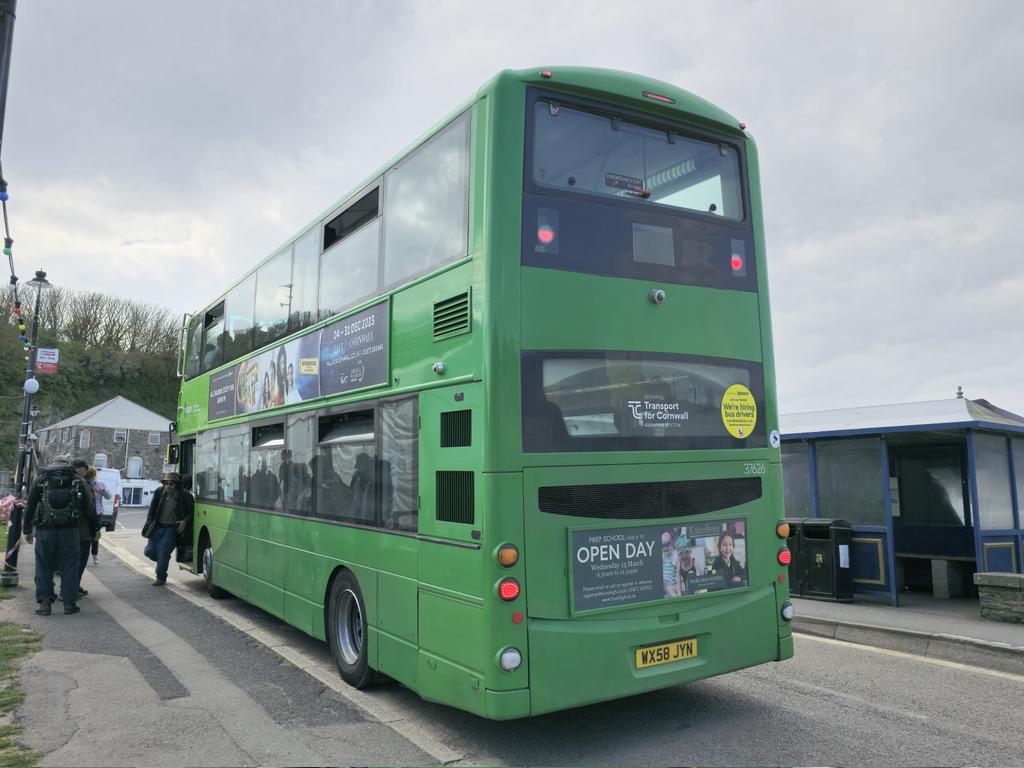 My ride back to Penzance from Porthleven this evening was on First Kernow Volvo B9TL / Wright Eclipse Gemini, 37626 - WX58 JYN.