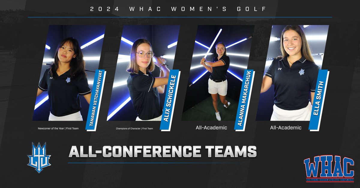 Congratulations to Eng on earning WHAC newcomer of the year honors as well as earning first team honors and Alix for earning champions of character honors and earning first team honors as well! Congratulations to our women’s golf all academic team Alanna and Ella! #weareltu