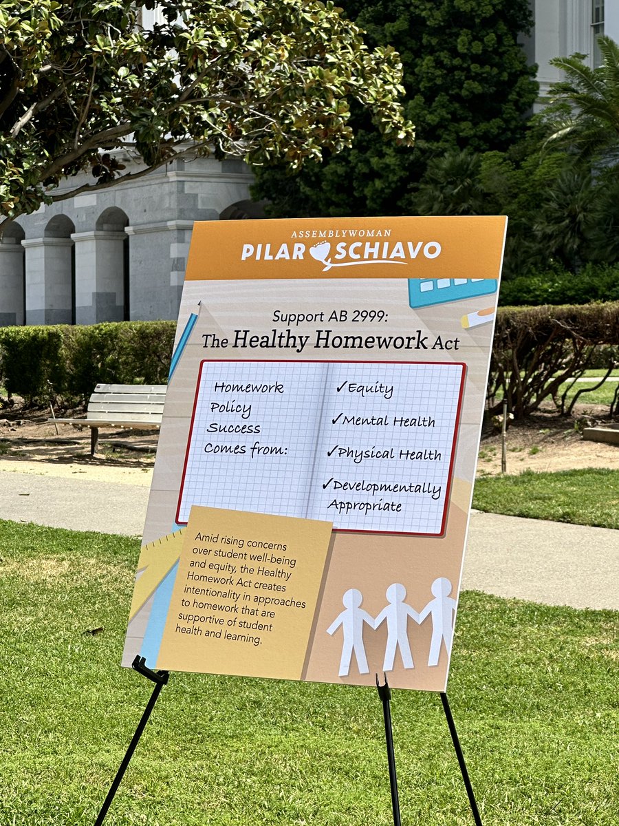danielapardotv's tweet photo. Asm. @Pilar4CA introduced the ‘Healthy Homework Act,’ a bill that was inspired by her daughter, Sofia.

#AB2999 doesn’t ban homework, but it does require school districts to be more intentional when developing hw guidelines. The bill is intended to improve kids’ mental health. https://t.co/ZQNiwsQQAC