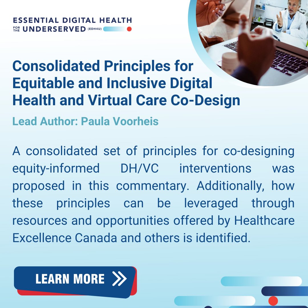 Introducing "Consolidated Principles for Equitable and Inclusive Digital Health and Virtual Care Co-Design" by Paula Voorheis and team. Discover how DH/VC can bridge healthcare gaps and deliver personalized care to all.
Read the full commentary: tecconference.health/edh4u-papers

#DigEM
