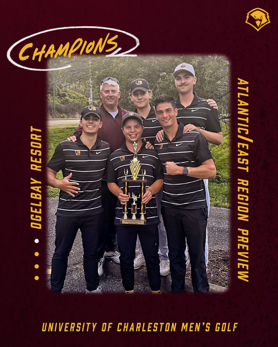 ⛳️Charleston Men’s Golf took home first place in their final tournament of the regular season. The Atlantic/East Region Preview featured all of the top teams projected to be in the NCAA tournament 😎 #WingsUp