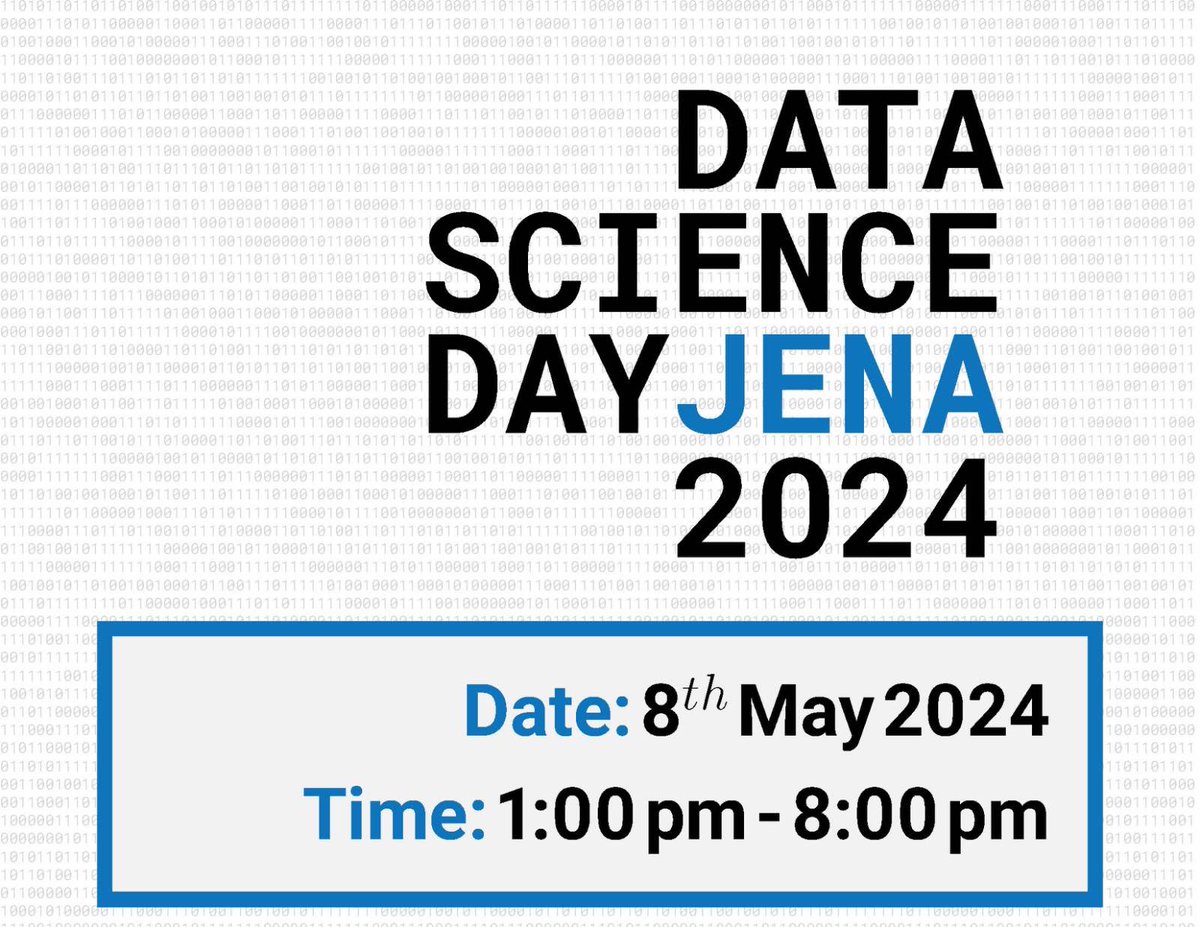 Just two weeks to go! Join us for the 6th annual #DataScienceDay Jena on May 8, 2024, at @UniJena Aula & Foyer UHG, Fürstengraben 1. Don't miss out on insightful talks and networking opportunities! 🔗 Register now to secure your spot: indico.rz.uni-jena.de/event/117/regi…
#DataScience #Jena