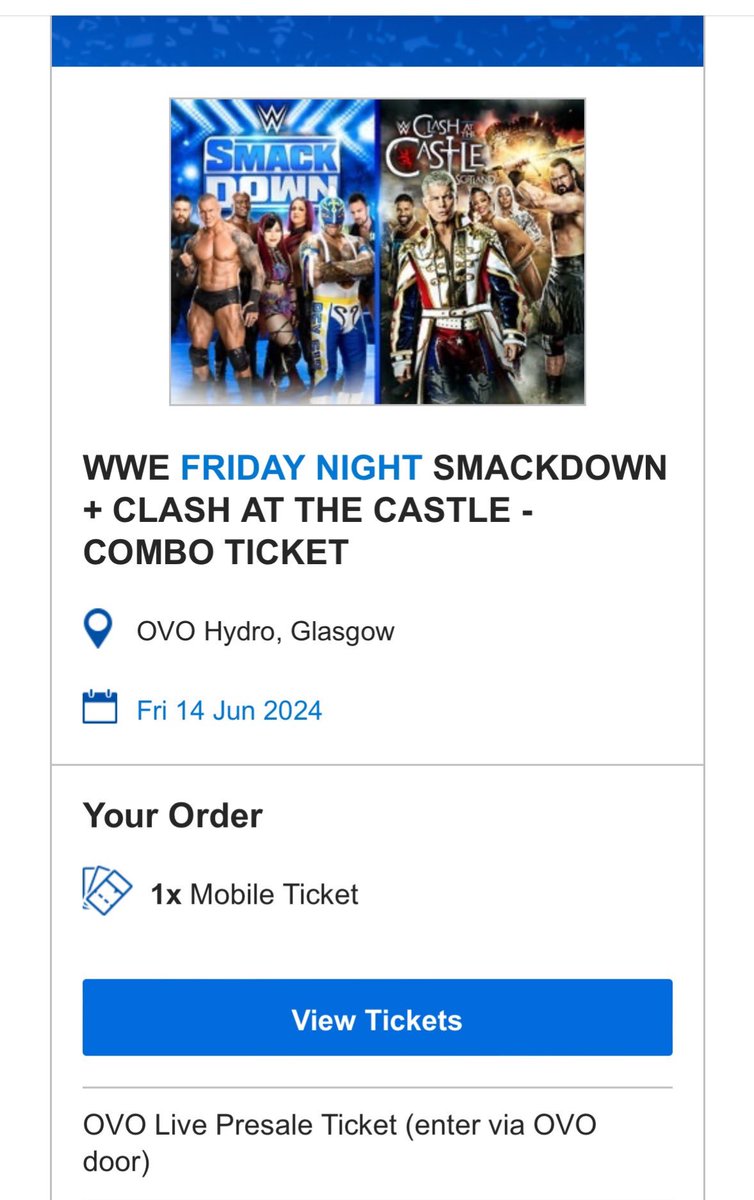 Headed to the first live WWE PLE ever in Scotland with @degenerate069 @atcolin. Be good to see @CodyRhodes defend the gold. Last time I saw him live was when he was in a tag match v DX at the old Braehead arena 😃 #ClashatTheCastle