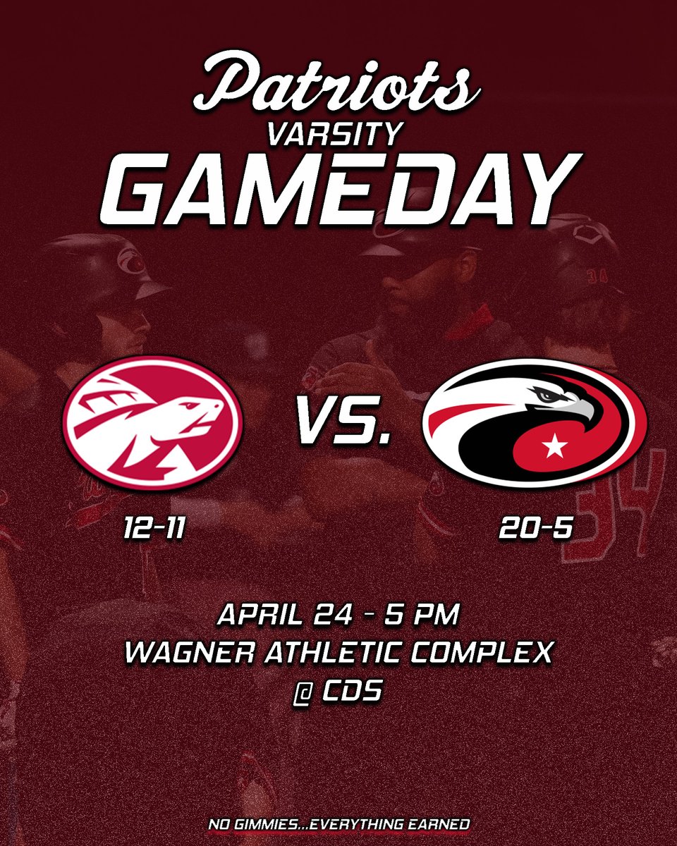 Happy Gameday! Hosting the Tampa Prep Terrapins with a chance to bounce back before the postseason begins. #WeAreCDS #PatriotNation @CDS_Athletics