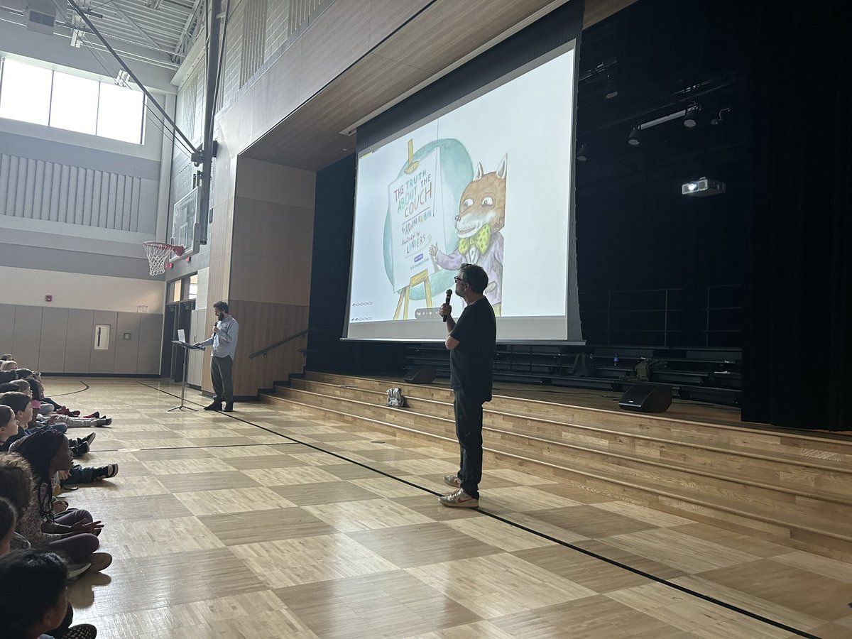 MrsPowellCE's tweet photo. How amazing is this!? We LOVED having @rubingo &amp; @porliniers at CE today! They read aloud their new book “The Truth About The Couch!” 🛋️📚 @CE_Tigers @myccs https://t.co/TRN3Wj9UGU