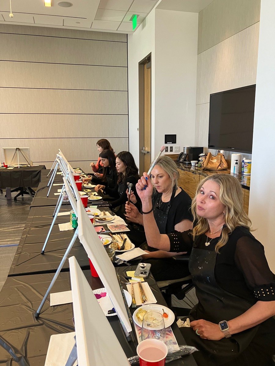 The women attorneys of the #GTLosAngeles Litigation department gathered for an incredibly fun and inspiring 'paint & sip' event led by Angelique Talbert with Creative Joy Art Studio. 🎨🍷 #GTEvents #GTLawWomen #GTFamily