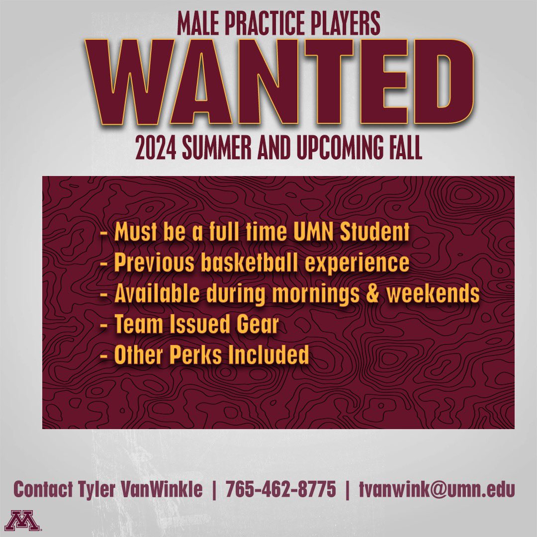 Want to work for the Gophers? Here’s your chance❕⬇️