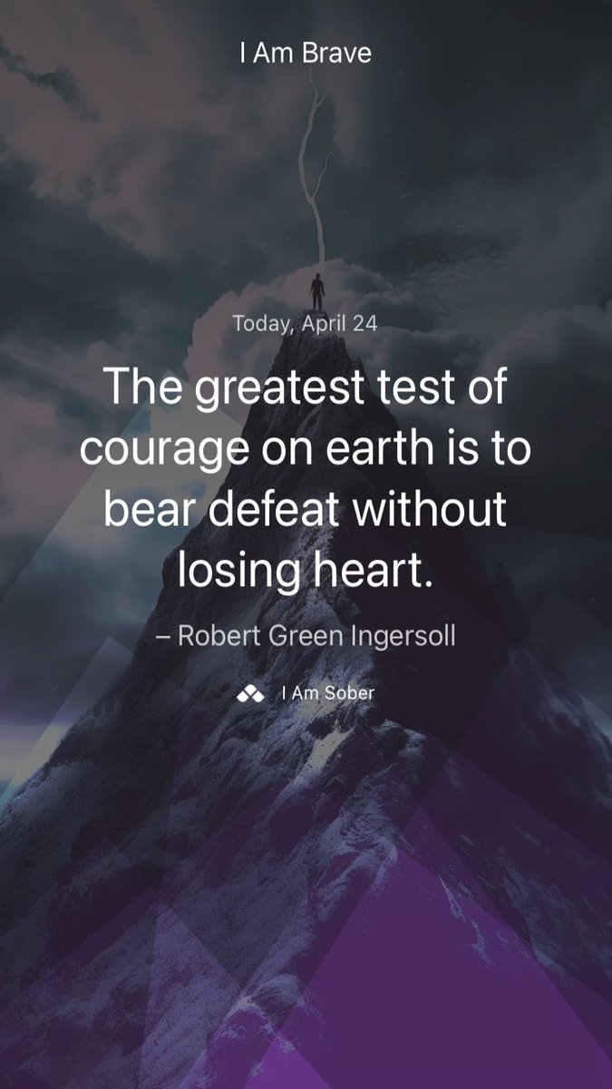 nathalyswildin's tweet photo. The greatest test of courage on earth is to bear defeat without losing heart. – #RobertGreen Ingersoll #iamsober https://t.co/CjjSCsoJa4