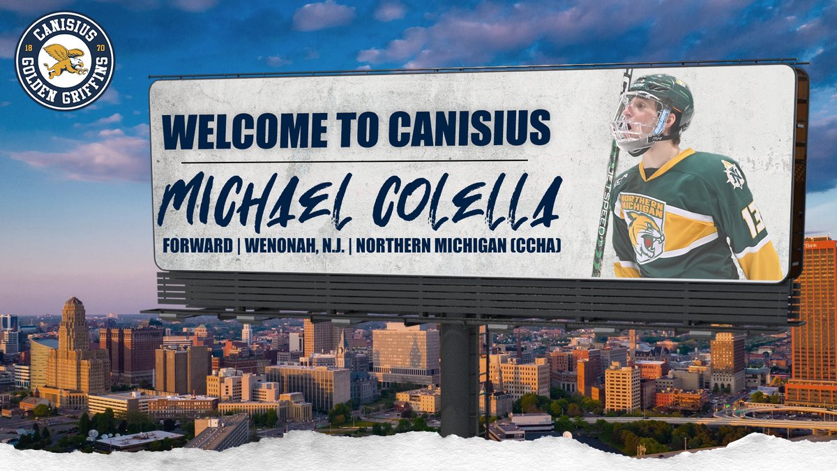 GriffsHockey's tweet photo. Happy to welcome forward Michael Colella to Main Street as a graduate transfer for the 2024-25 season!

In four seasons at Northern Michigan, Colella appeared in 132 games for the Wildcats, recording 33 goals and 31 assists for 64 points 

#Griffs https://t.co/wEglfsXQYT