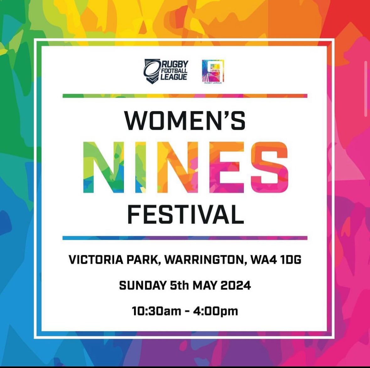 🏉Women's Nines Rugby League Returns at Victoria Park, Warrington, on Sunday, May 5th. 💪Last year, Leeds Rhinos triumphed, and this season promises exciting matches with all Super League teams and regional champions competing! 👏Entry on the day is FREE, see you there!