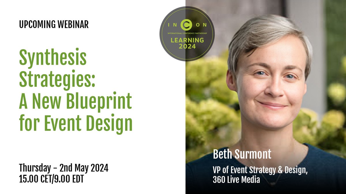 INCON Group (@incongroup) on Twitter photo Upcoming INCON Webinar: "Synthesis Strategies: A New Blueprint for Event Design" with <a href="/bethsurmont/">Beth Surmont</a> , VP of Event Strategy & Design, <a href="/360LiveMedia/">360livemedia</a> ! <a href="/Smithbucklin/">Smithbucklin</a>
π
Date: Thursday - 2nd May 2024 π Time: 15.00 CET/9.00 EDT
ππ Register below ππ
us02web.zoom.us/meeting/regist⦠Upcoming INCON Webinar: "Synthesis Strategies: A New Blueprint for Event Design" with <a href="/bethsurmont/">Beth Surmont</a> , VP of Event Strategy & Design, <a href="/360LiveMedia/">360livemedia</a> ! <a href="/Smithbucklin/">Smithbucklin</a>
π
Date: Thursday - 2nd May 2024 π Time: 15.00 CET/9.00 EDT
ππ Register below ππ
us02web.zoom.us/meeting/registβ¦