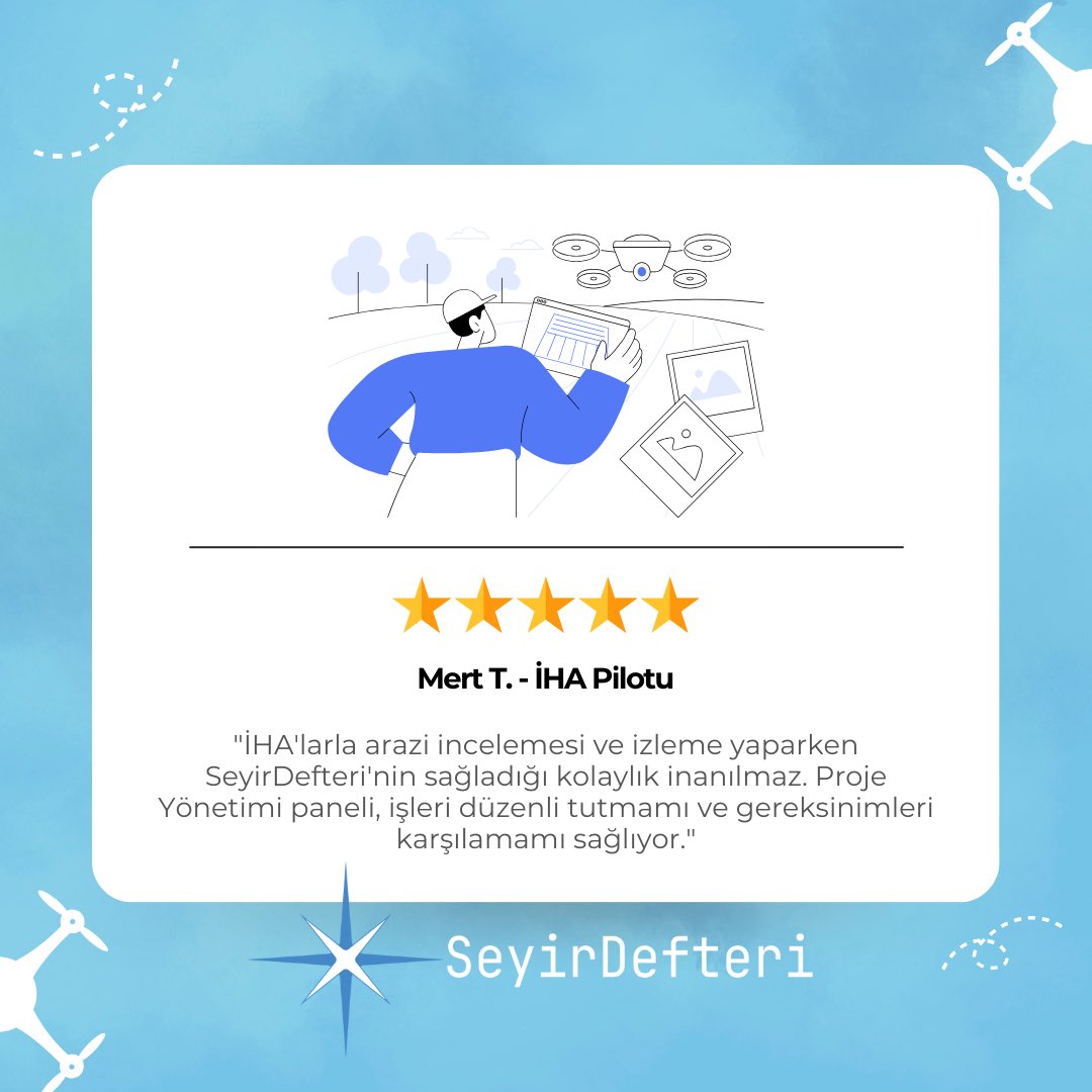 SeyirDefteri’ni tercih etmek için sayısız nedeniniz var!🎉 ✨ SeyirDefteri, İHA operasyonlarınızı güvenli ve etkin bir şekilde yönetmenizi sağlar. Proje yönetimi, bakım planlama ve daha fazlası için SeyirDefteri'ni tercih edin ve işlerinizi kolaylaştırın.🛡 #SeyirDefteri