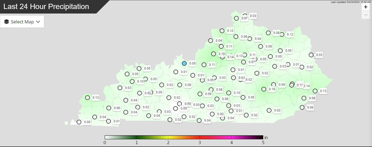 Per the @kymesonet, the vast majority of folks across the region had light rainfall last night or early this morning.