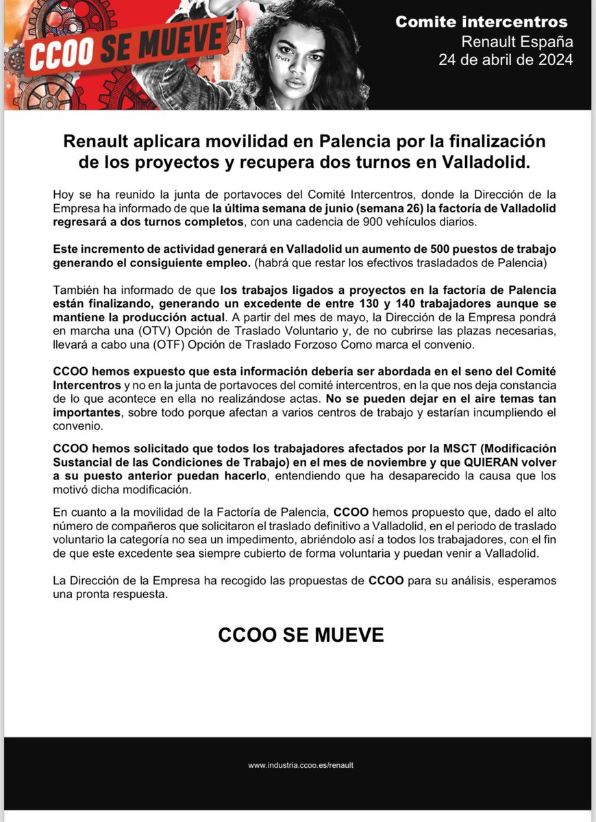 CCOO RENAULT ESPAÑA tweet media