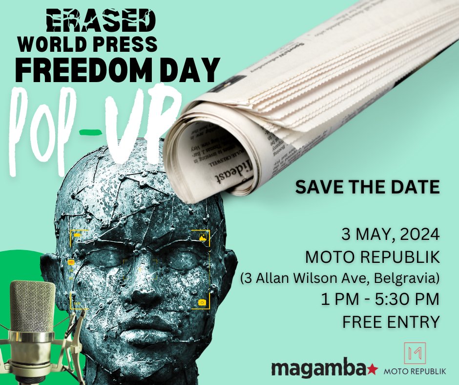 Calling all young changemakers & content creators! This #WorldPressFreedomDay (May 3rd), Moto Republik is hosting Erased - a pop-up event to celebrate free expression and independent media. We'll have inspiring talks, cool screenings, media stalls, food pop ups, exhibits, DJs and