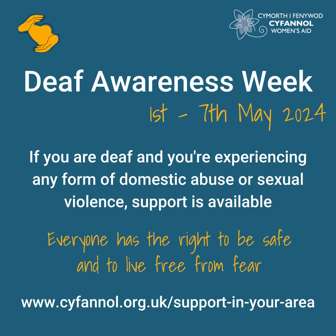 This week is #DeafAwarenessWeek We recognise the importance of increasing accessibility of services for Deaf survivors. You can find links to @signhealth resources at cyfannol.org.uk/resources/?fil… Text phone users can contact @LiveFearFree helpline via Type Talk on 18001 0808 80 10 800