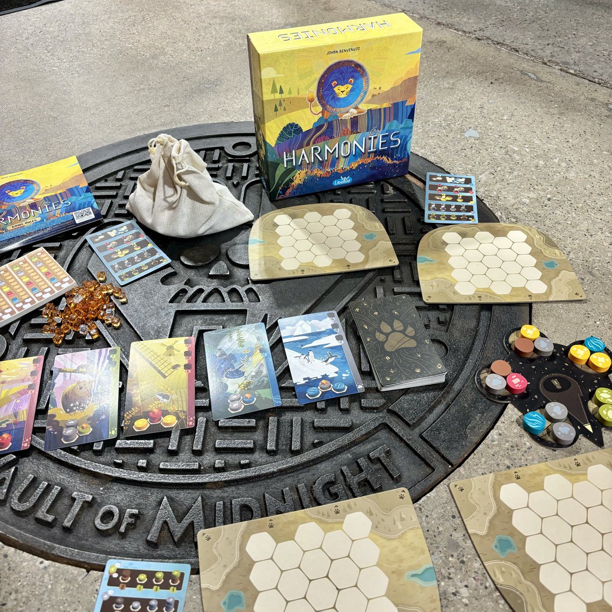 Harmonies captivates up to 4 players with its innovative mechanics: 3D landscape creation, tile placement, and pattern development. You need this for your next game night! 🌿🦁 Harmonies is available right now at Vaults of Midnight and at vaultofmidnight.shop @Libellud