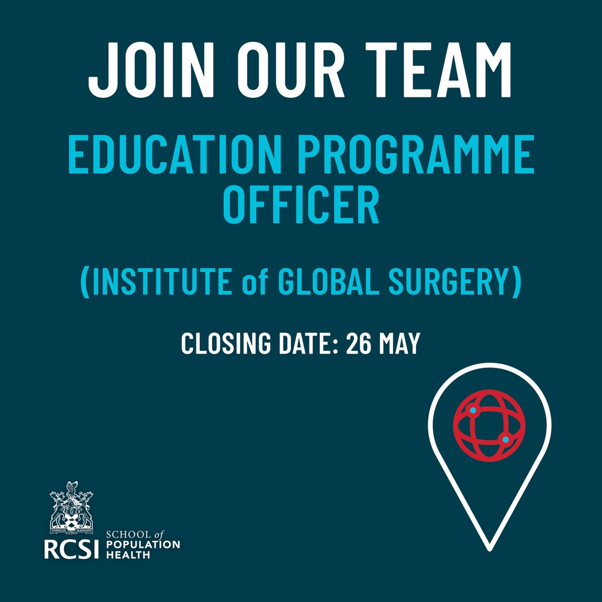 The Institute of Global Surgery @RCSI_GlobalSurg is recruiting for an Education Programme Officer. This is an exciting opportunity to work on ed & training projects, inc supporting surgical training institutions in LMICs; global medical ed, etc.

For more:
my.corehr.com/pls/coreportal…
