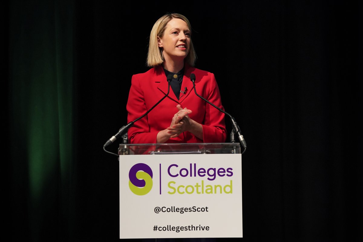 ScotGovEdu's tweet photo. Education Secretary @JennyGilruth addressed the @CollegesScot conference today.
Colleges are not just places of learning, they are where a great diversity of people find their purpose. Their contribution to communities and the economy should be celebrated. #collegesthrive https://t.co/G98iWjRCyk