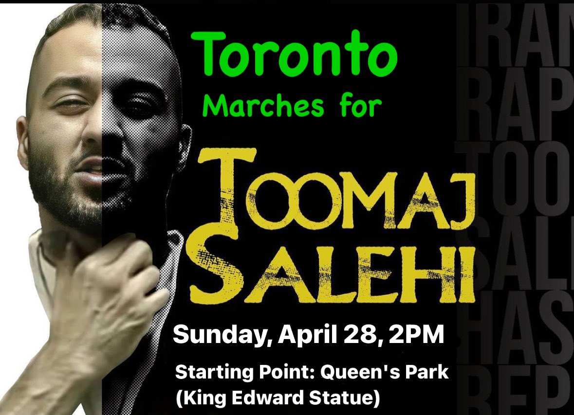 یکشنبه، ۲۸ اپریل، برای #توماج_صالحى، و برای #زن_زندگى_آزادى به خیابان‌ برمی‌گردیم @OfficialToomaj
