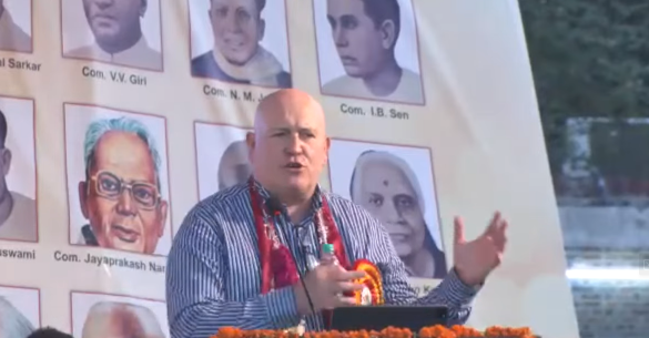 "Your union has fought for justice for railway workers for 100 years. AIRF is a powerful union and we're proud that you are part of the ITF family"

ITF General Secretary Stephen Cotton addresses <a href="/airfindia/">AIRF</a>'s centenary celebrations in New Delhi today.

➡️itfglobal.org/en/news/centur…