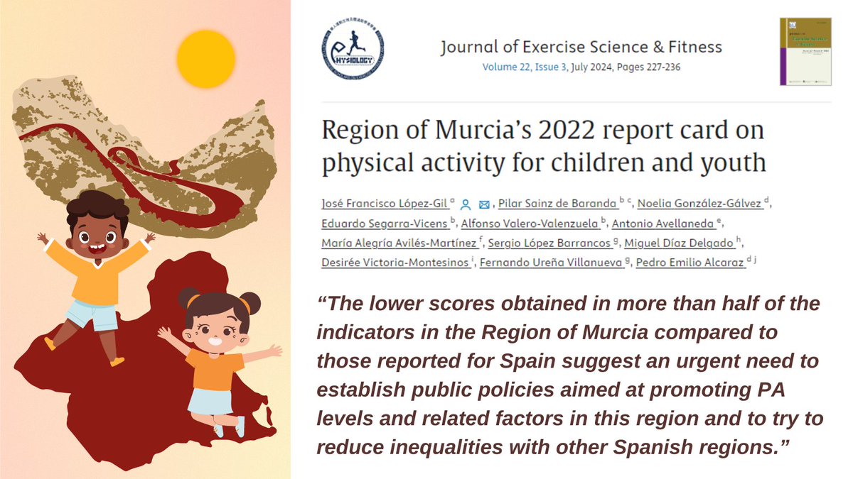 Congrats to Murcia Report Card team for their paper titled “Region of Murcia’s 2022 report card on physical activity for children and youth” published in the Journal of Exercise Science & Fitness! Details at activehealthykids.org/2024/04/10/rep…
