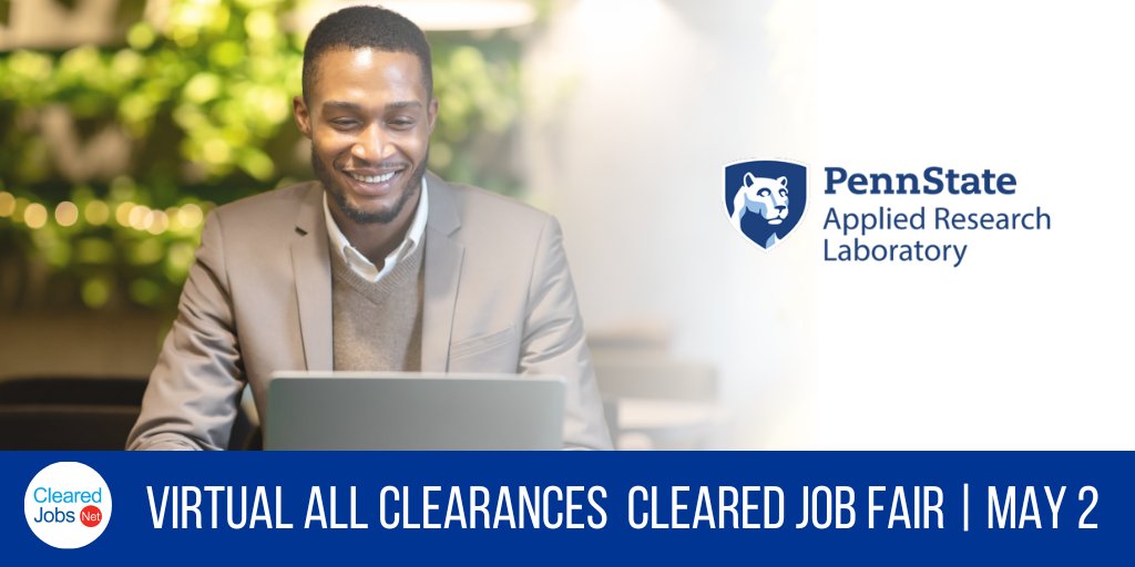 ClearedJobsNet's tweet image. Interview with Applied Research Laboratory at the Penn State University at the May 2 Nationwide Virtual #ClearedJobFair app.brazenconnect.com/events/wlEbe?u… #SystemsAdmin