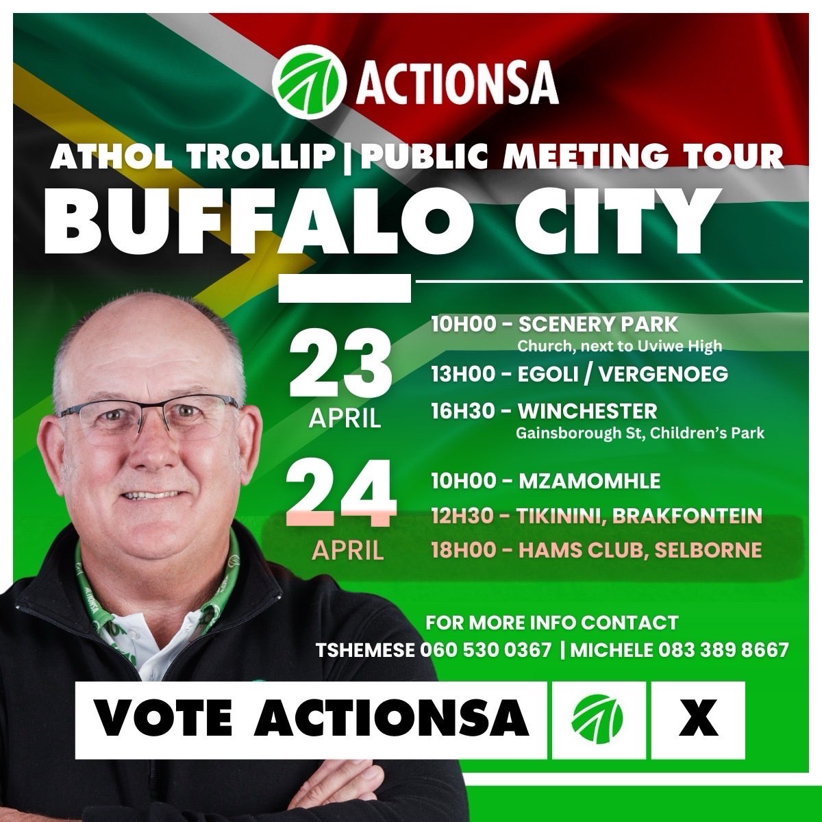 Anyone interested in knowing about ActionSA’s Manifesto offering? Please join us this evening in Buffalo City at the Hamiltons sports club at 18h00. Everyone is welcome