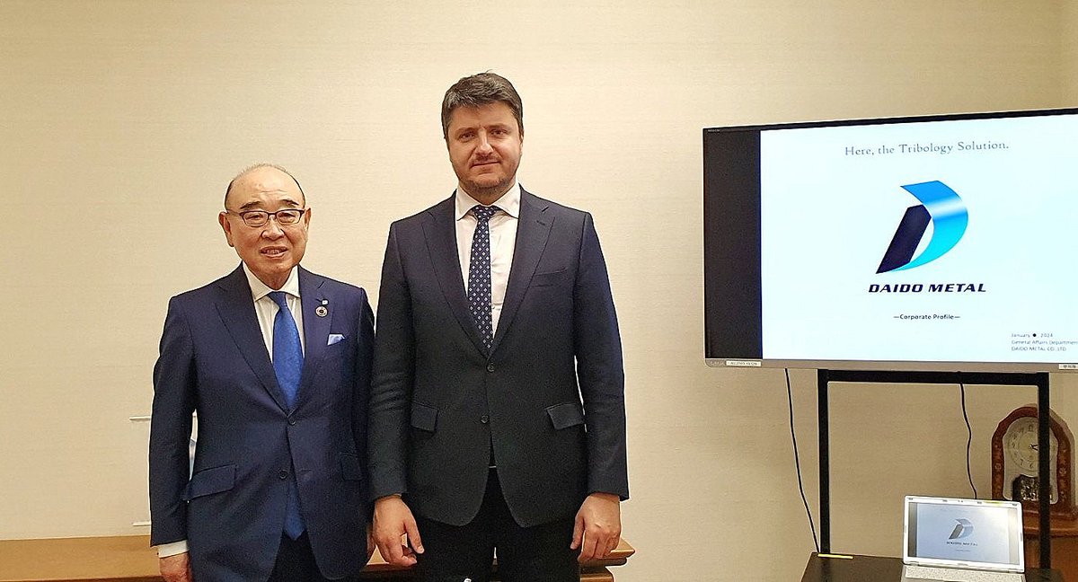 #Japan, our State Secretary Milisav Raspopović w/ 🇲🇪 Honorary Consul & Daido Metal President Seigo Hanji⤵️ 🔹️Daido Metal's work in Montenegro affirmed the credibility of Japanese investors in our country. 🔹Montenegro is open & interested in more of Japanese investments. 🇲🇪🤝🇯🇵