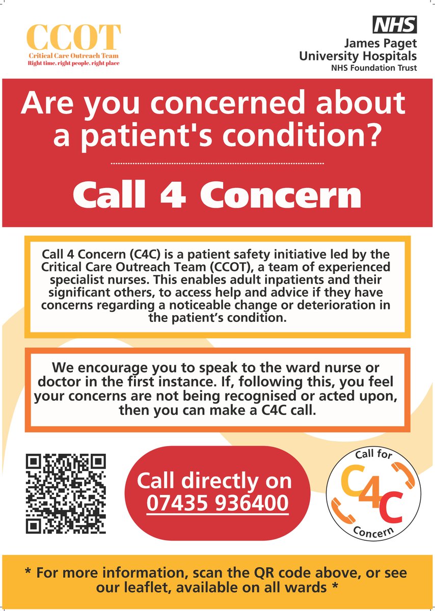 A new service which helps patients – or a friend or family member – escalate concerns if their condition begins to deteriorate has been launched today, Wednesday 24 April. You can find out more about C4C on our website here; jpaget.nhs.uk/patients-visit…