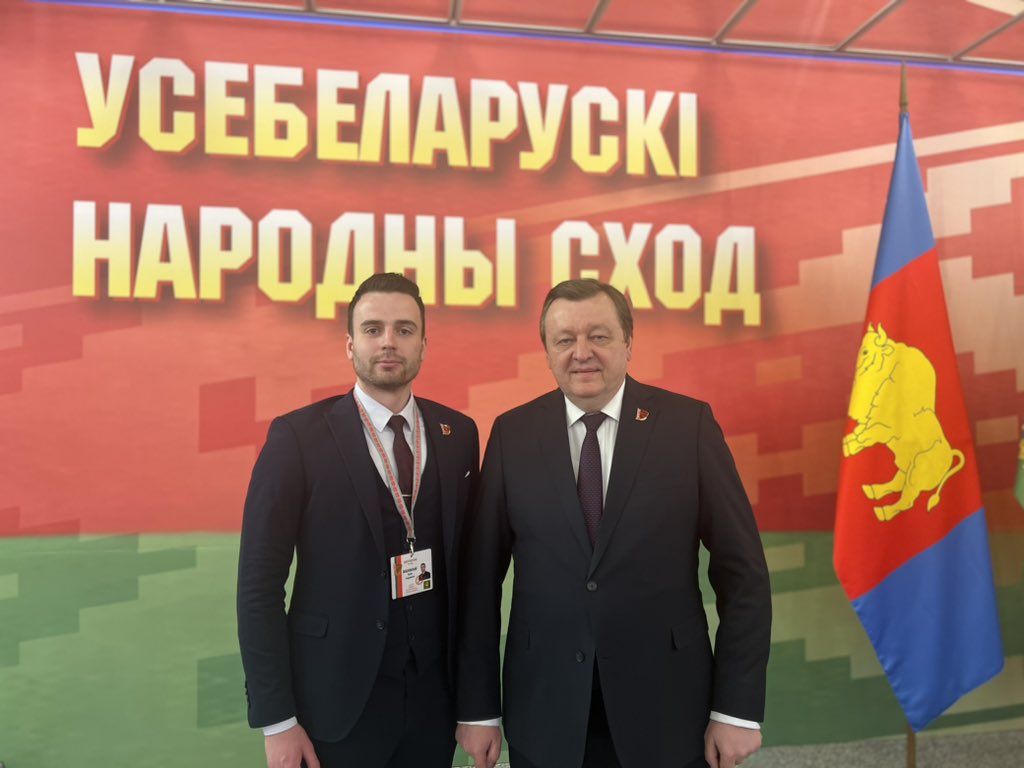 Foreign Minister Sergei Aleinik with a young Belarusian diplomat, delegate of the Belarusian People’s Congress Artem Shidlovsky 🇧🇾