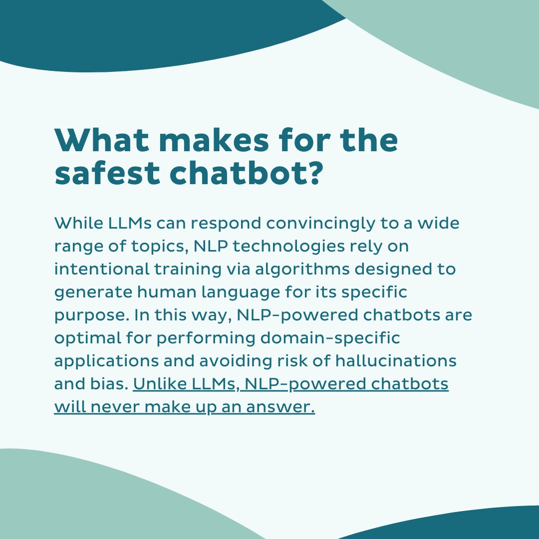 To create a reliable and beneficial chatbot, you must understand the AI and machine learning powering it. At CCL, we develop NLP-powered chatbots. Unlike LLMs, NLP-powered chatbots will never make up an answer.

Read more: communityconnectlabs.com/conversational…

#chatbots #techforgood #nptech