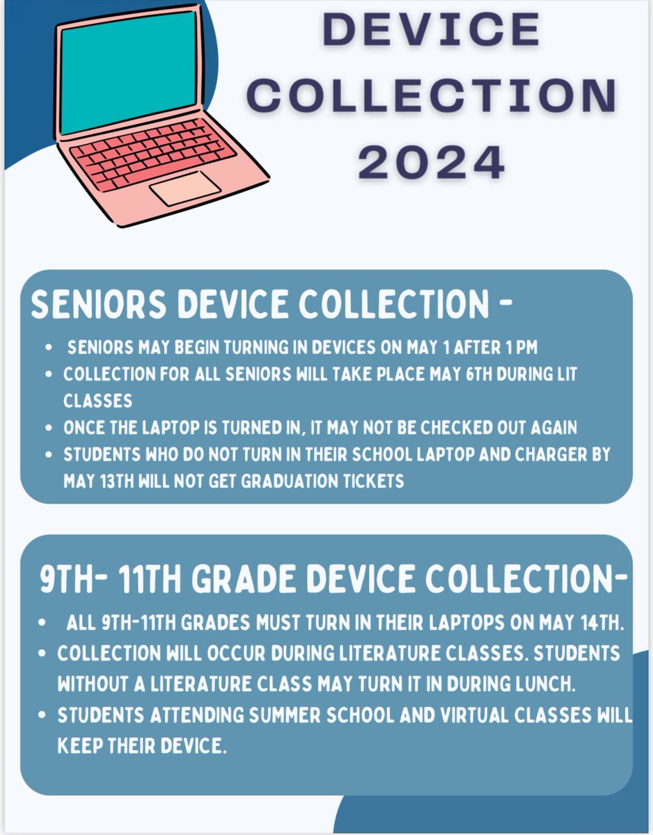 Hey #JCHSGladiators, device collection fast approaching. Check the details and be ready. #WEARE @fultoncoschools