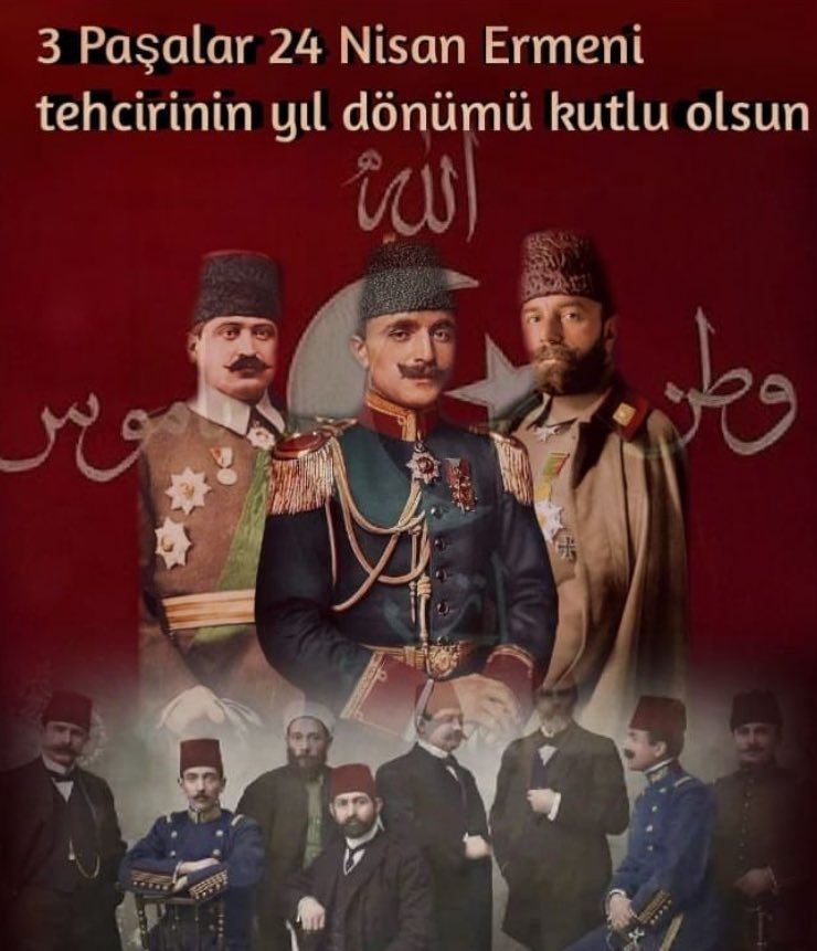 Ermeniler bizi sırtımızdan vurdu biz de döndük onları vurduk.Soykırım varsa Türklere yapıldı. Türklere yaptıkları soykırımdan sonra gerçekleşen 24 Nisan Ermeni tehcirinin yıldönümü kutlu olsun! Bizim de safımız belli olsun 23 Nisan’ın da yanındayız, 24 Nisan’ın da! #24Nisan1915