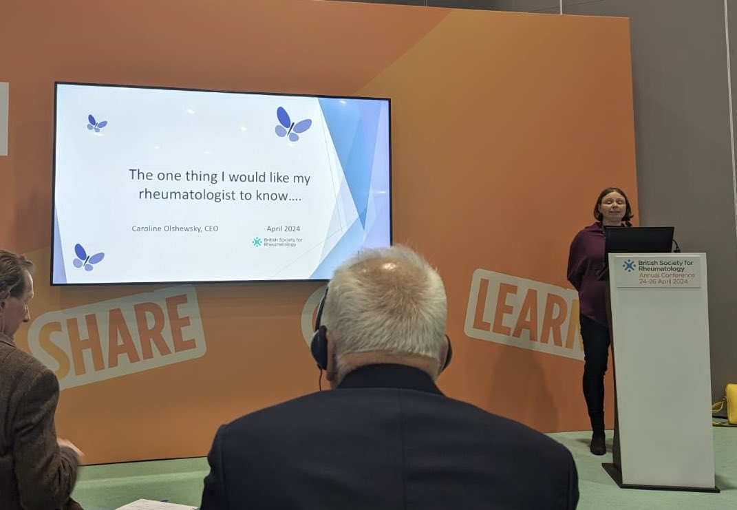 We are pleased to be at #BSR24 today, where our CEO Caroline gave a talk on “The one thing I would like my rheumatologist to know” 😊 @RheumatologyUK #LUPUSUK #LupusAwareness