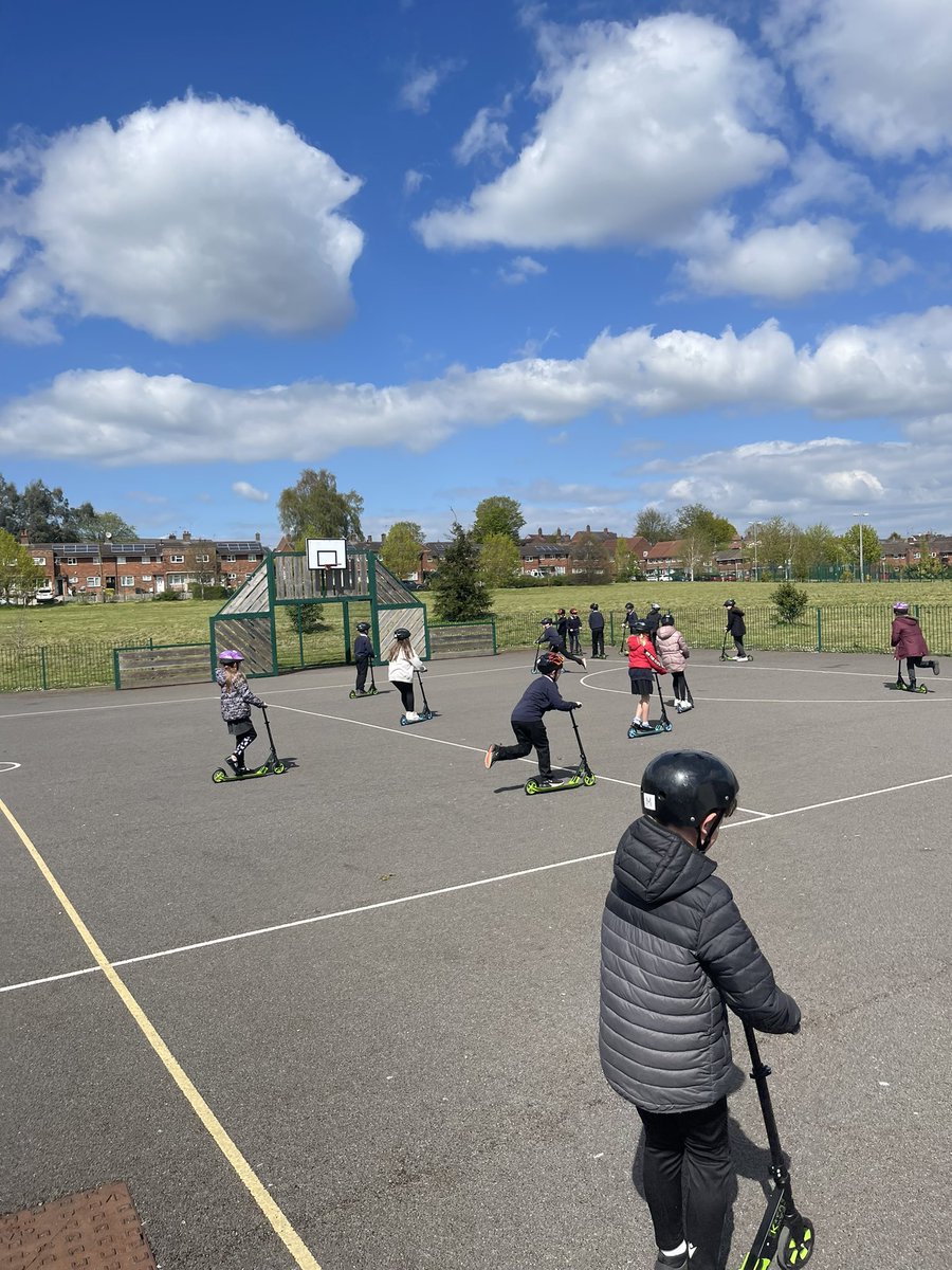 Class 9 enjoyed some fresh air on the school scooters this afternoon. #HealthAndWellbeing