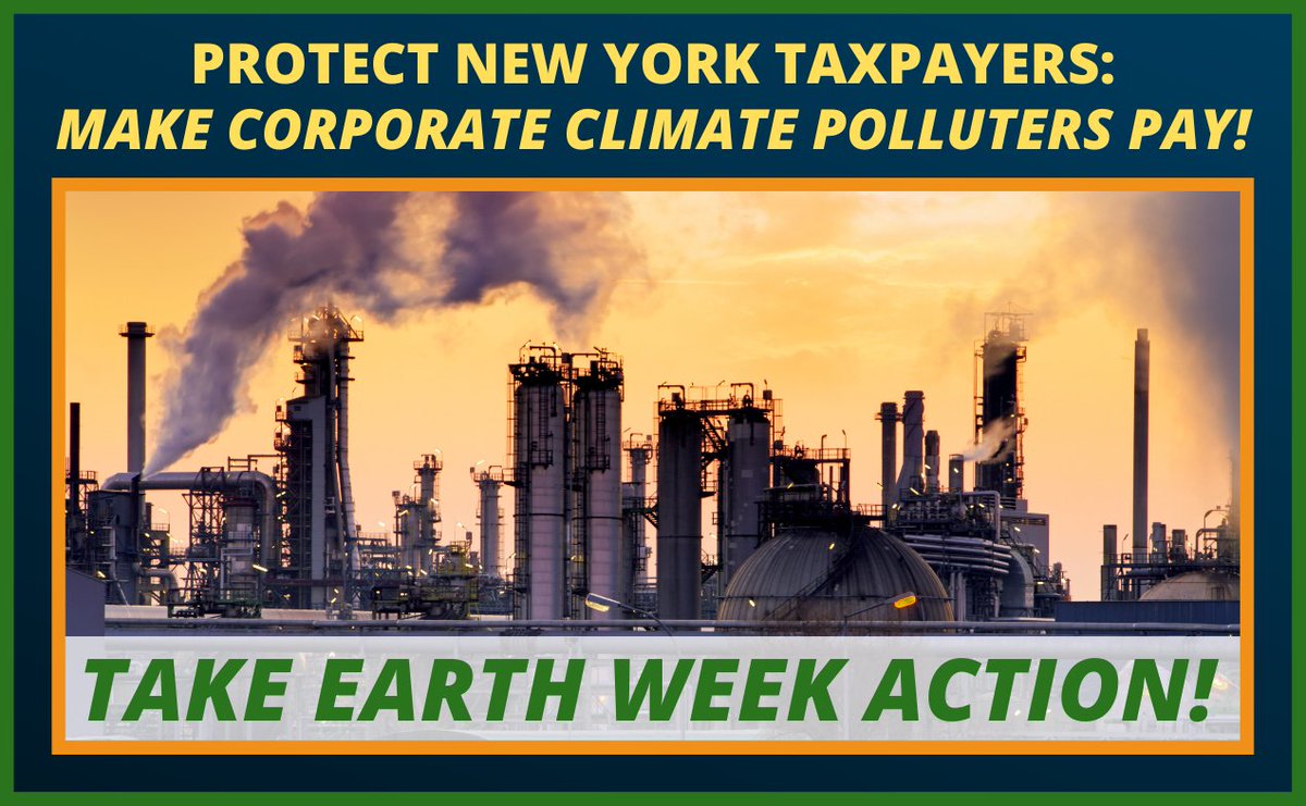 Take #ClimateAction TODAY for #EarthWeek🌎 Protect NY taxpayers from billions of 💵 in climate crisis costs! Tell your NYS Assemblymember to pass the #ClimateChange Superfund Act (A.3351-A) to #MakePollutersPay for climate damages. Find and call your reps: nypirg.org/repfinder