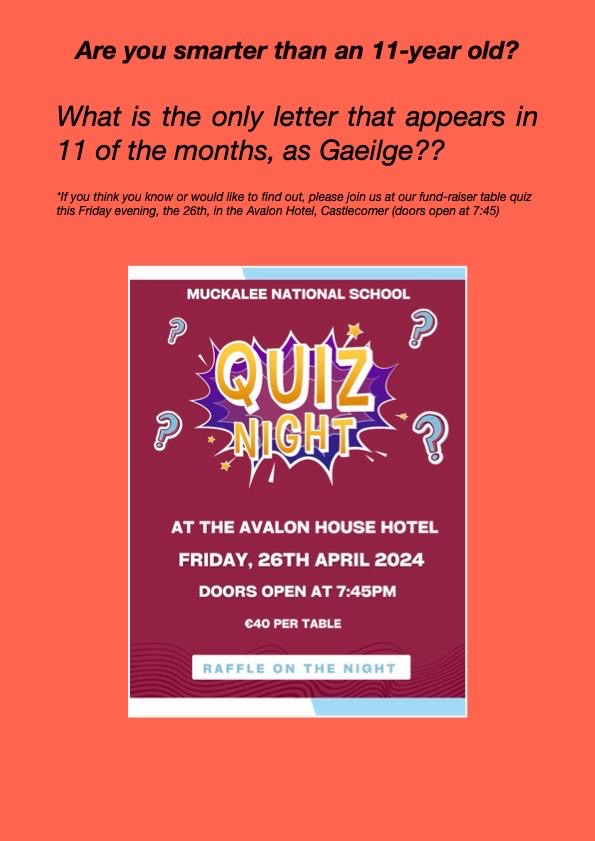 Quiz night - Avalon Hotel - Friday 26th April