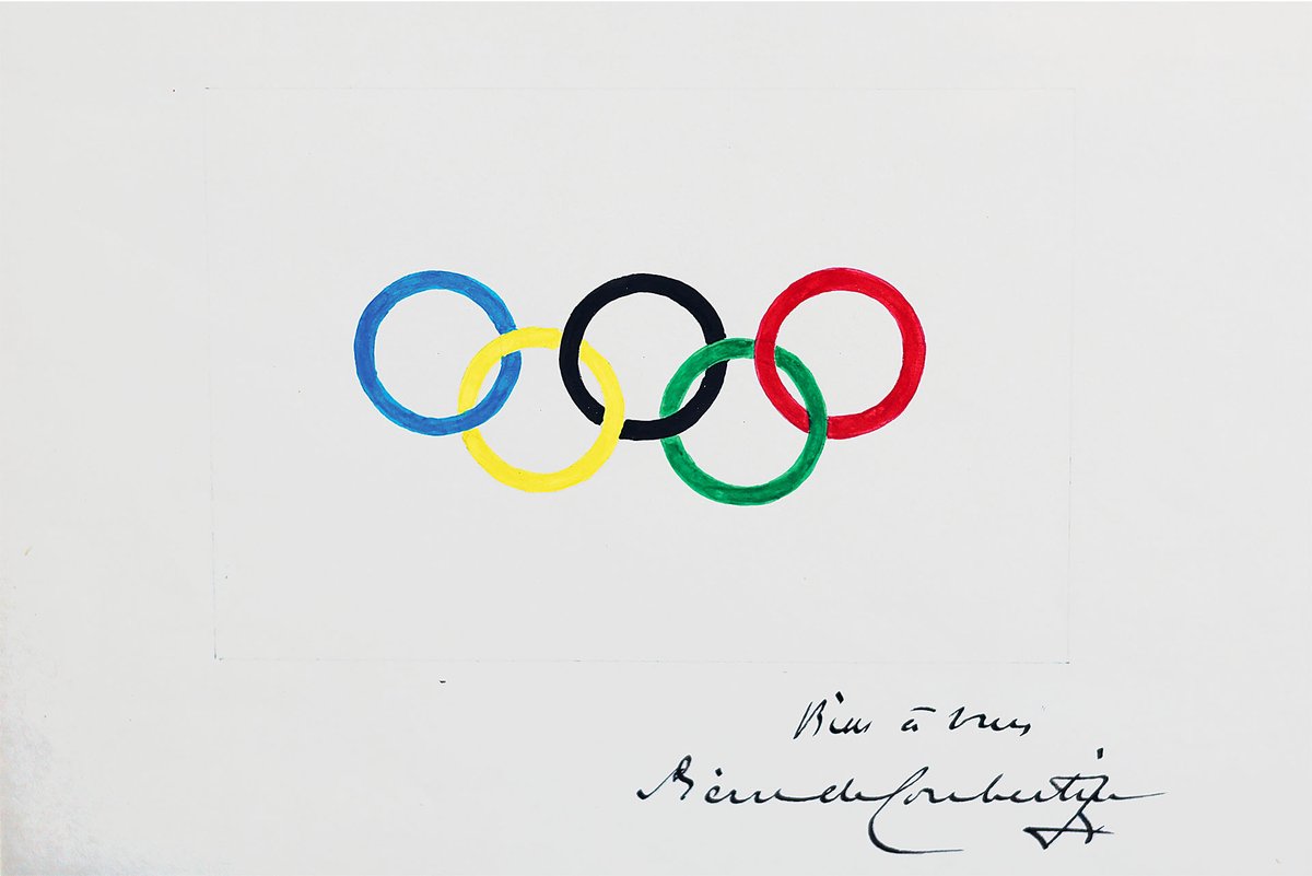 museeluxembourg's tweet photo. Connaissez-vous le secret des anneaux olympiques ? 🤔 Pierre de Coubertin a imaginé ces cercles colorés pour représenter l’union des cinq continents à travers le sport depuis plus d'un siècle. A découvrir dans leur version originale #ExpoMatch ! https://t.co/ii3638S0K0